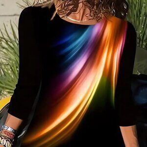 Aurora Crew Neck Print Top